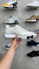Hermes Bouncing Sneakers Wit, Zwarte logo