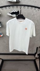 Hermes White Tshirt Basic Orange Small logo