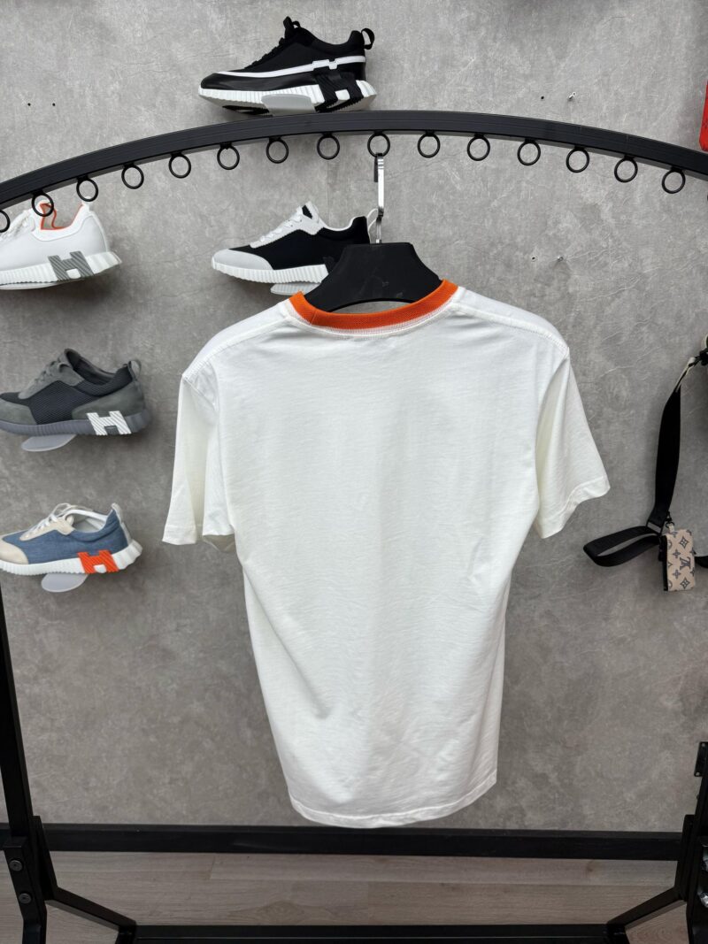 Hermes White Tshirt Basic Orange - Afbeelding 2