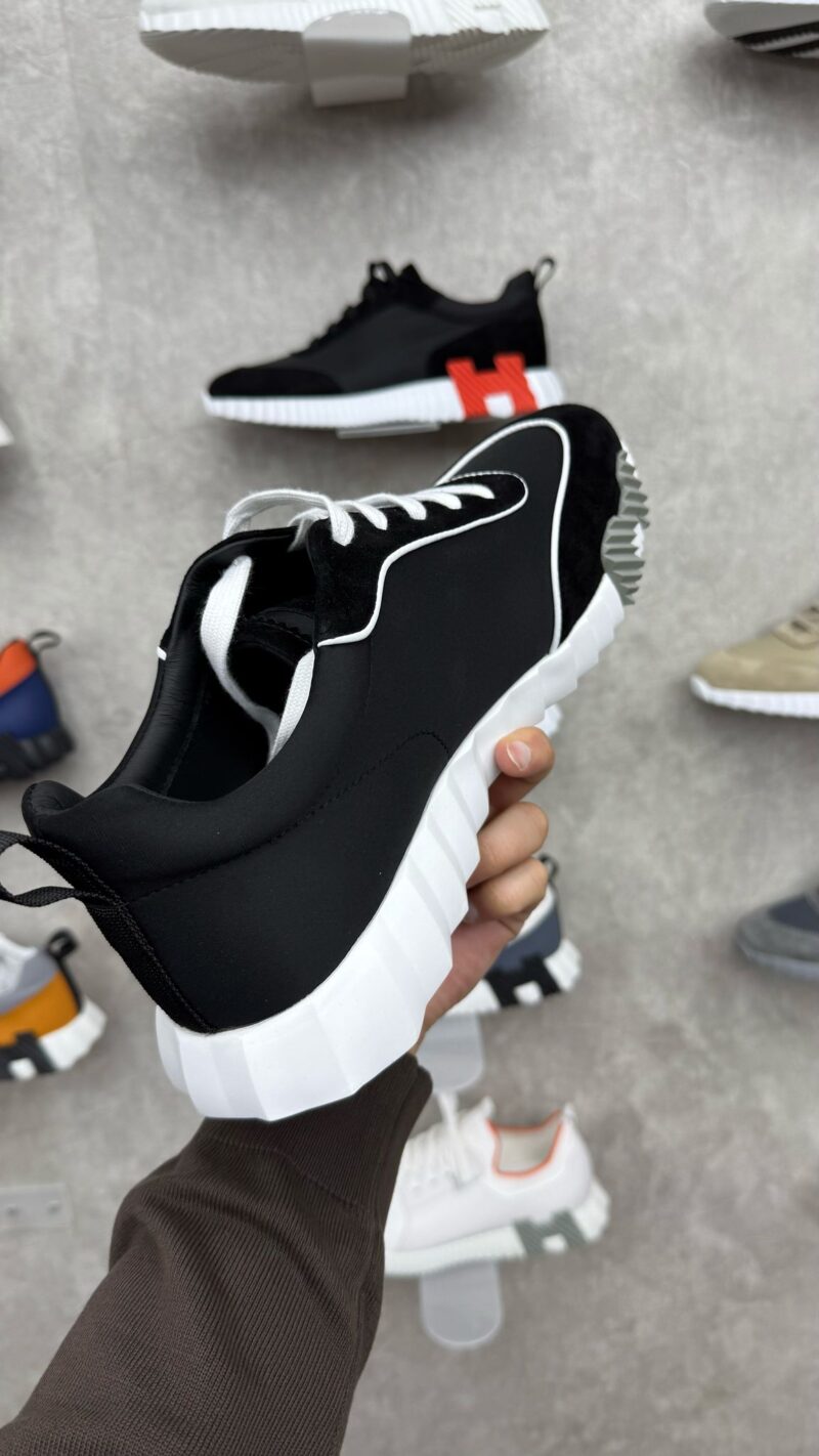 Hermes Bouncing Sneakers Zwart Wit, Witte lijnen - Afbeelding 2