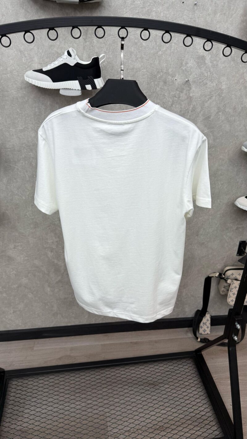 Hermes White Tshirt Basic Orange Small logo - Afbeelding 2