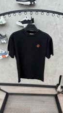 Hermes Black Tshirt Basic Orange Small logo