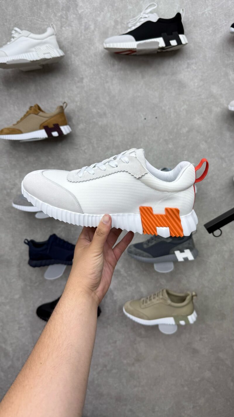 Hermes Bouncing Sneakers Wit, Oranje Logo