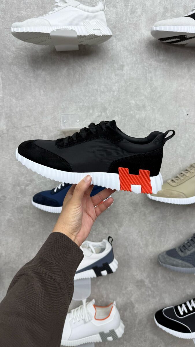 Hermes Bouncing Sneakers Zwart Wit, Oranje H
