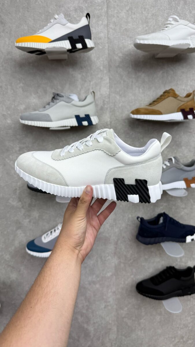 Hermes Bouncing Sneakers Wit, Zwarte logo