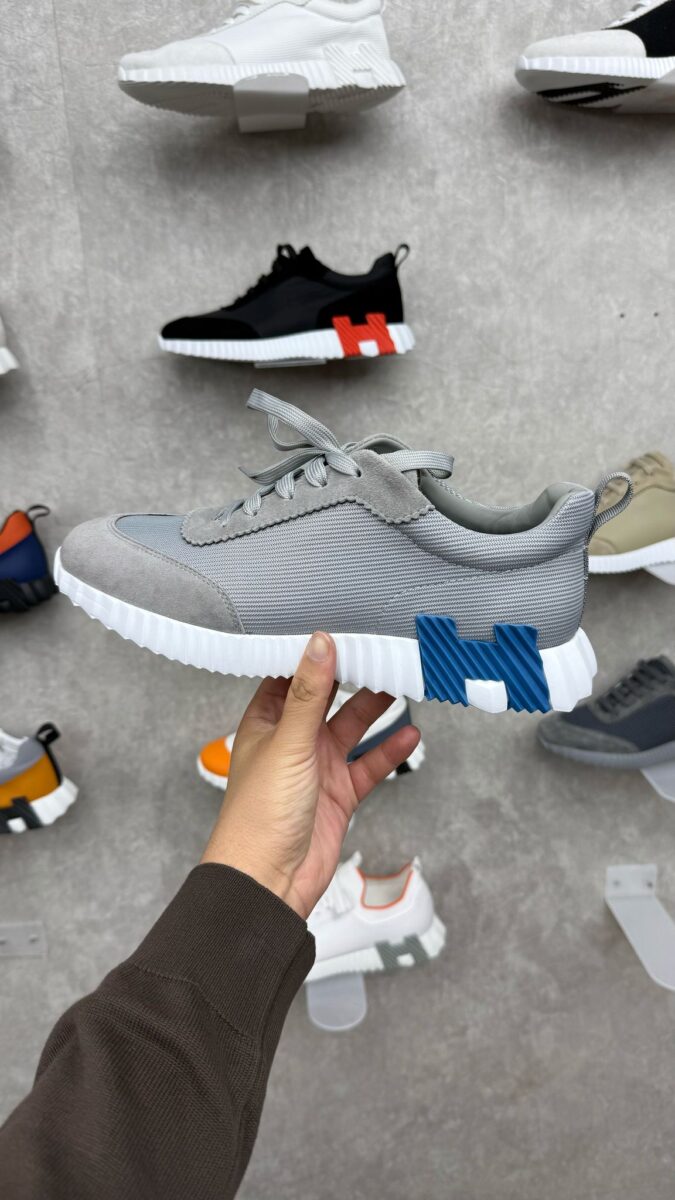 Hermes Bouncing Sneakers Grijs, Blauwe H