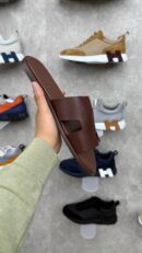 Hermes Slippers Dark Brown