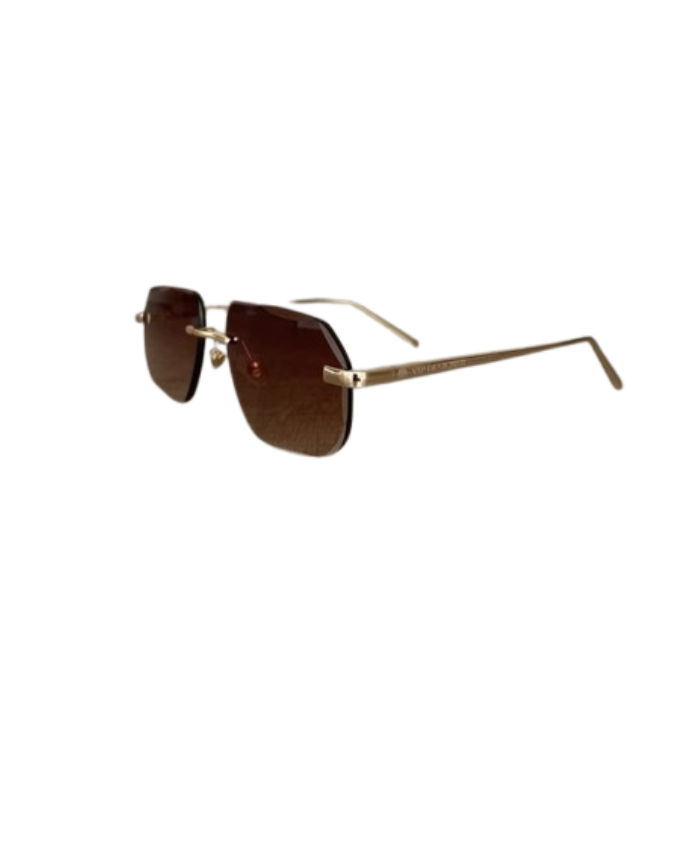 Cartier Zonnebril Bruine Grote Glazen, Goude Montuur