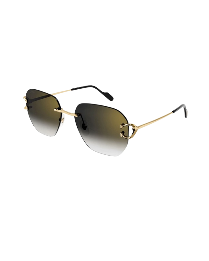 Cartier Zonnebril Diamond Cut, Goude Montuur, Donker Blauwe Glazen