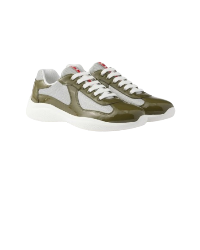 Prada Cups Glimmend Olive Green Sneakers