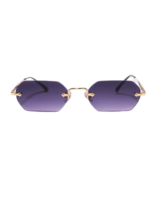 Cartier Zonnebril Paarse Glazen, Goude Montuur