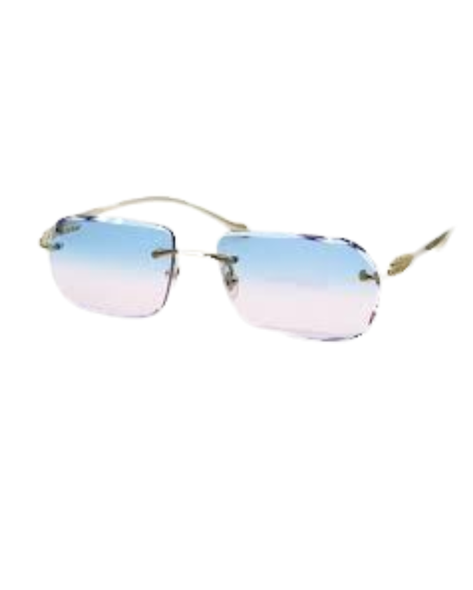 Cartier Zonnebril Blauwe Glazen, Goude Montuur