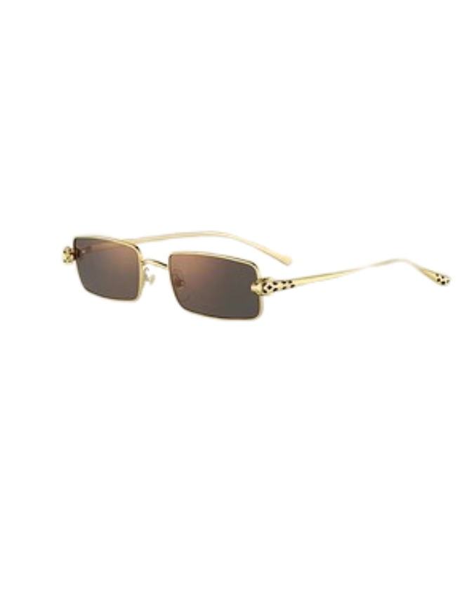 Cartier Zonnebril Panter Goude Montuur, Bruine Glazen