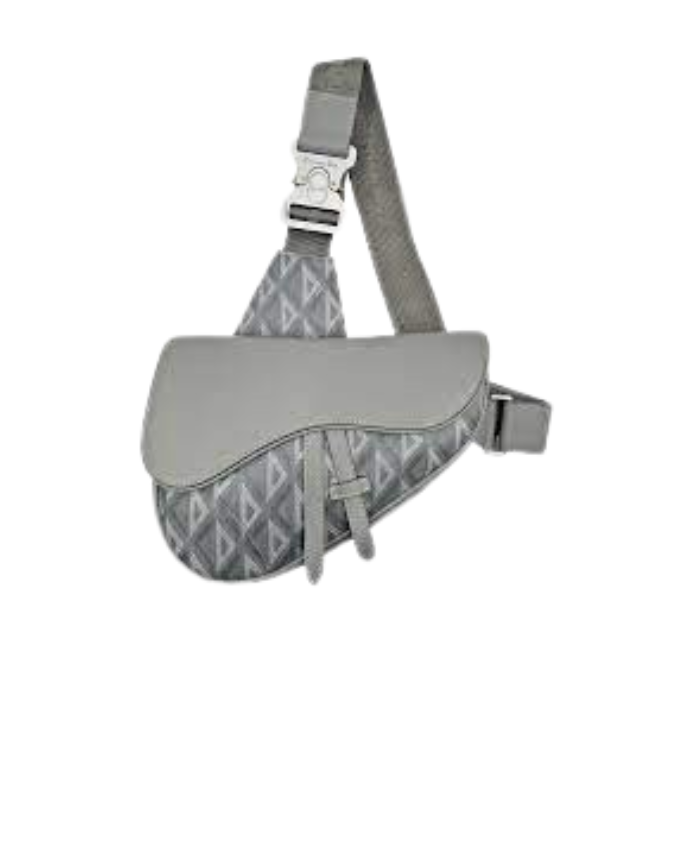 Christian Dior Canvas Saddle Bag Grey