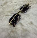 Cartier Zonnebril Diamond Cut, Goude Montuur, Donker Blauwe Glazen