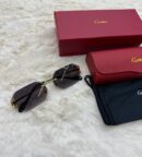 Cartier Zonnebril Diamond Cut, Goude Montuur, Donker Blauwe Glazen