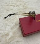 Cartier Zonnebril Diamond Cut, Goude Montuur, Donker Blauwe Glazen