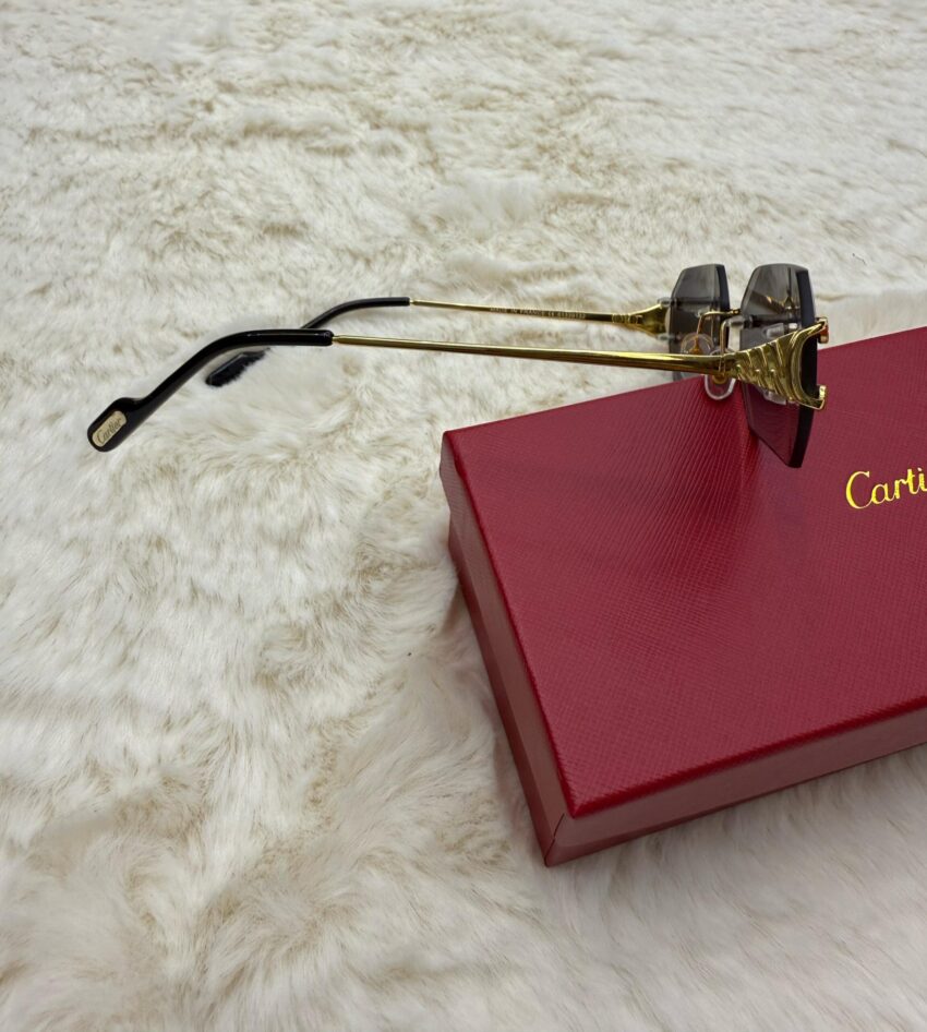 Cartier Zonnebril Diamond Cut, Goude Montuur, Donker Blauwe Glazen - Afbeelding 2