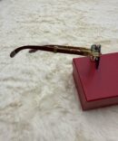 Cartier Zonnebril Donker Blauwe Glazen, Goude Houten Montuur