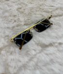 Cartier Zonnebril Blauwe Glazen Panter Goude Montuur