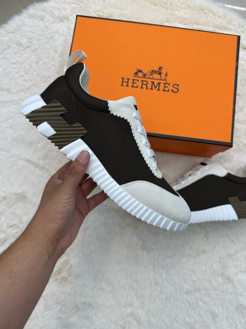 Hermes Bouncing White Brown Logo