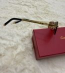 Cartier Zonnebril Bruine Grote Glazen, Goude Montuur