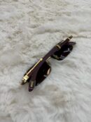 Cartier Zonnebril Bruine Glazen, Goude Houten Montuur