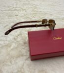 Cartier Zonnebril Bruine Glazen, Goude Houten Montuur