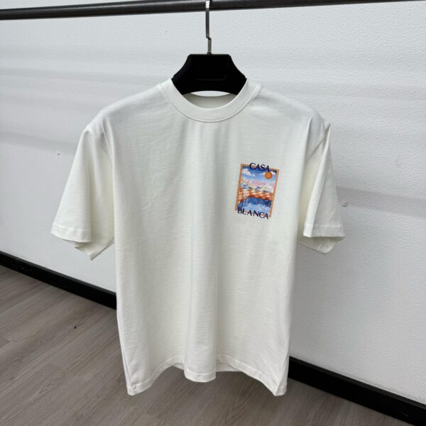 Casablanca White T-Shirt Blue Logo - L