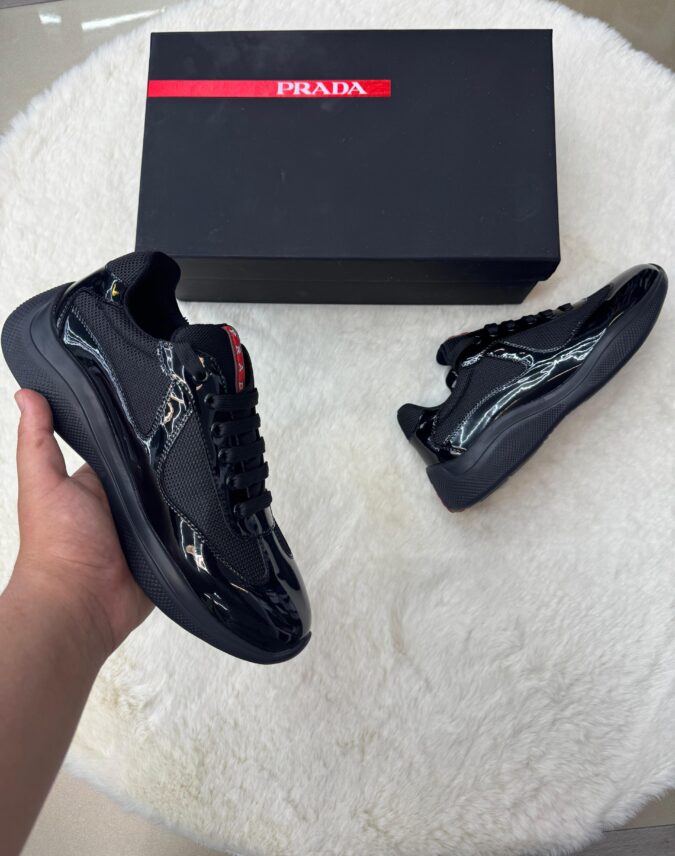 Prada Cups Glimmend Zwart Sneakers - 41