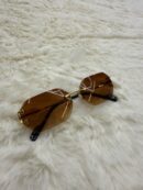 Cartier Zonnebril Diamond Cut, Goude Montuur, Bruine Glazen