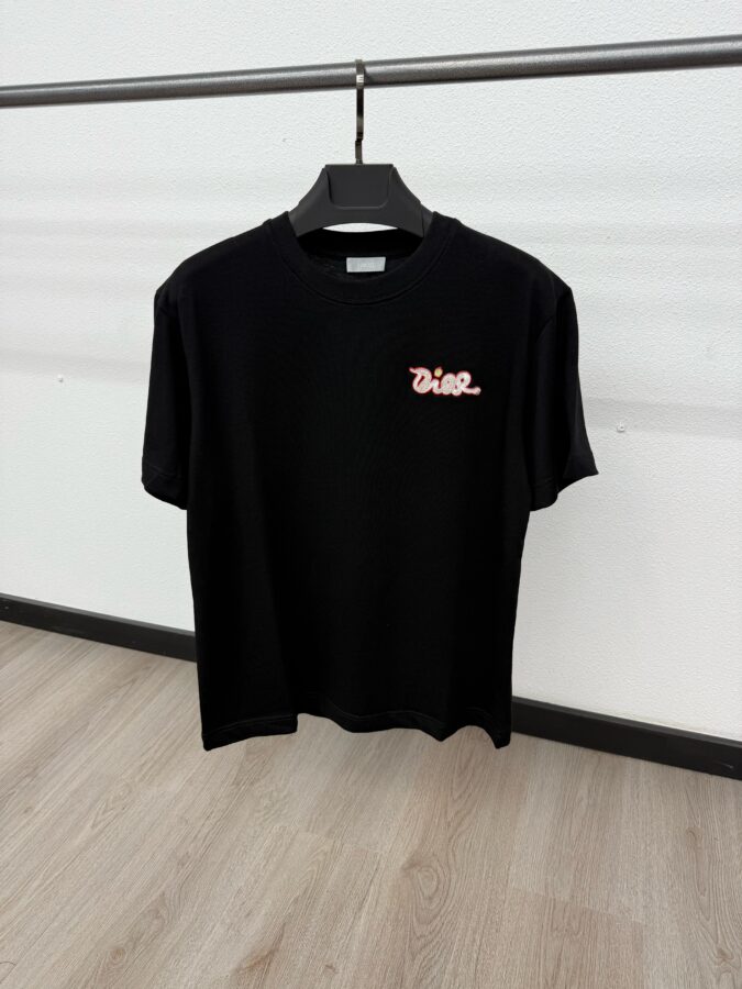 Christian Dior T-Shirt Red Logo Black Tshirt - S