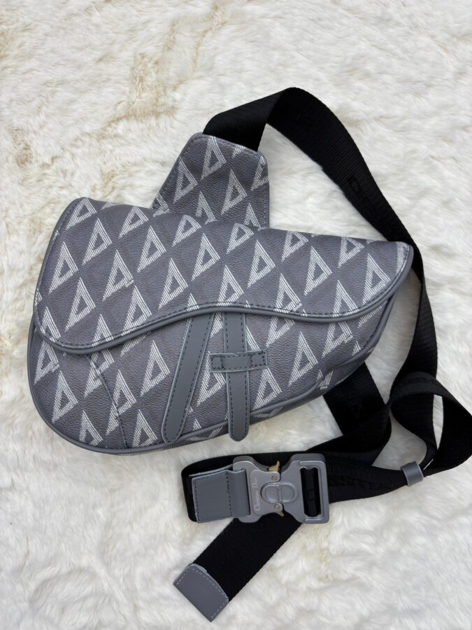 Christian Dior Canvas Saddle Bag Grey
