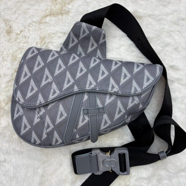 Christian Dior Canvas Saddle Bag Grey