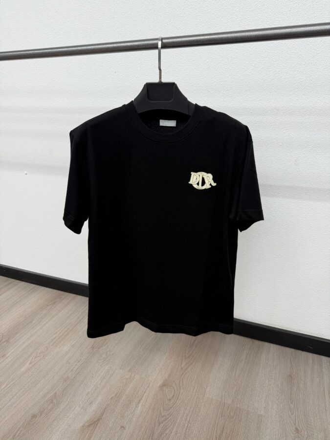 Christian Dior Grey Logo Zwarte T-Shirt - XXL