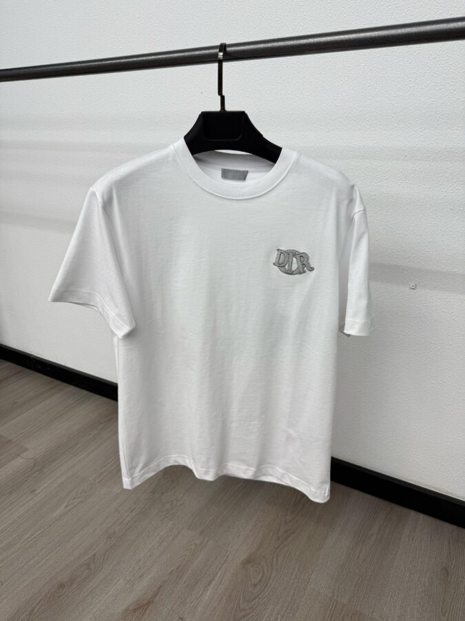 Christian Dior Grey Logo Witte T-Shirt - L