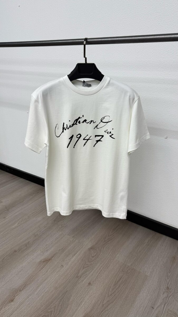 Christian Dior Schuingedrukt Logo White T-Shirt - XXL