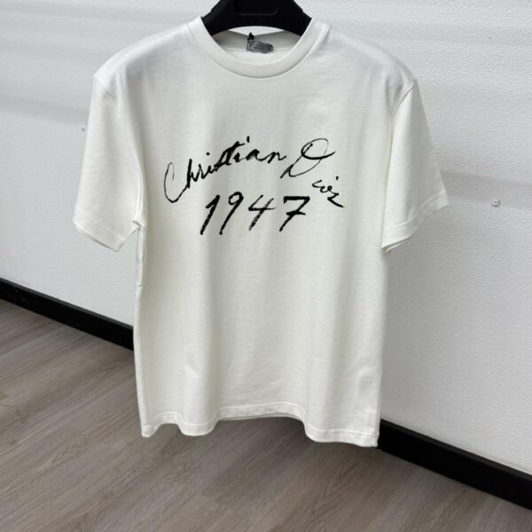 Christian Dior Schuingedrukt Logo White T-Shirt - XL