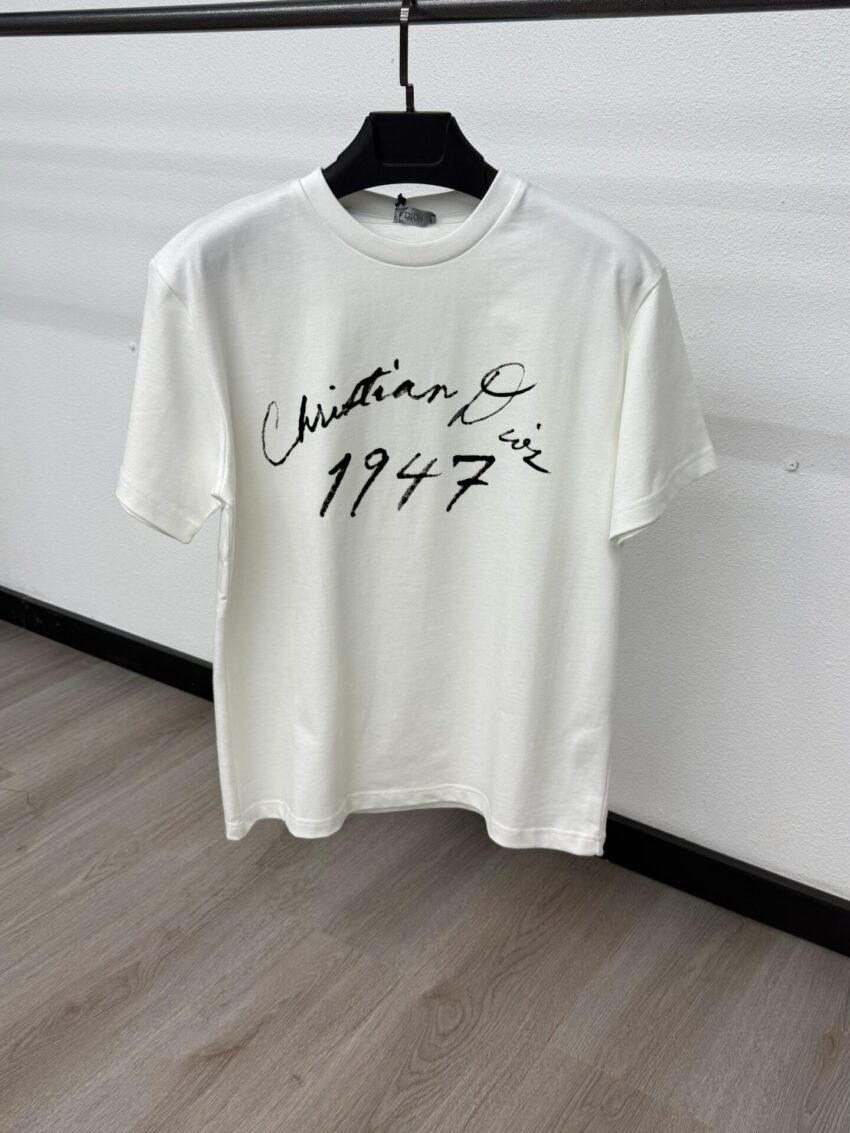 Christian Dior Schuingedrukt Logo White T-Shirt