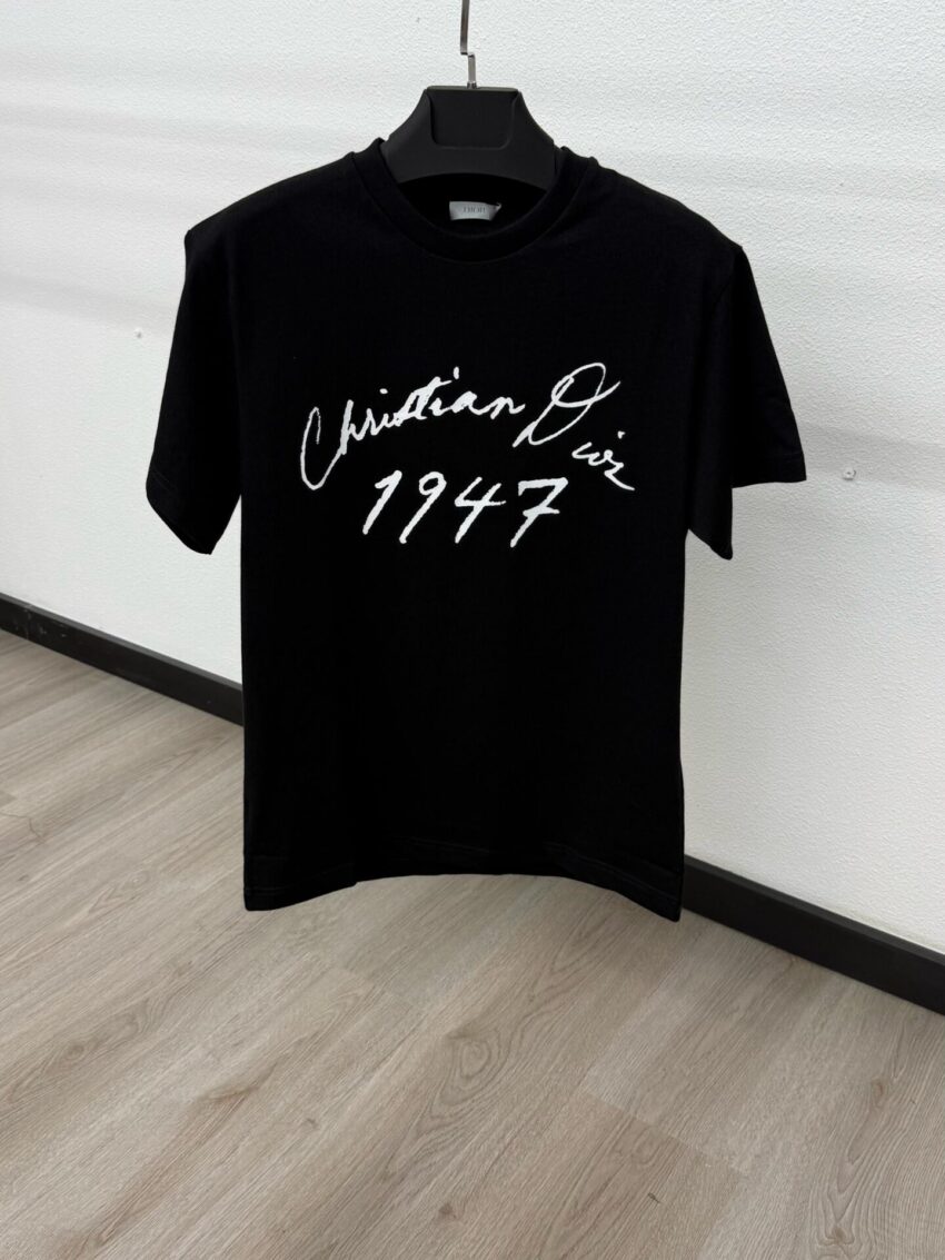Christian Dior Schuingedrukt Logo Black T-Shirt