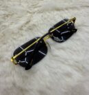 Cartier Zonnebril Combi Diamond Cut, Goude Montuur, Donker Blauwe Glazen