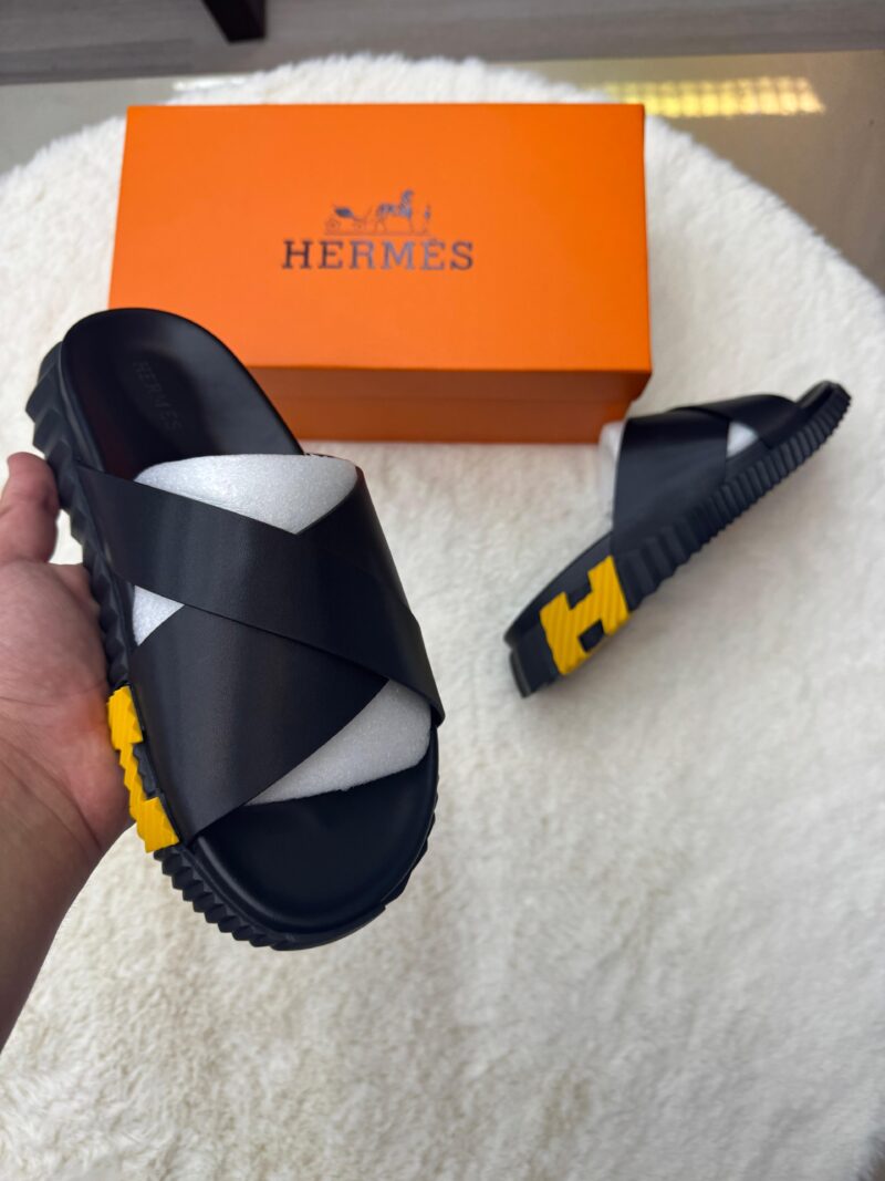 Hermes Infra Slippers Black Gele Logo - Afbeelding 2