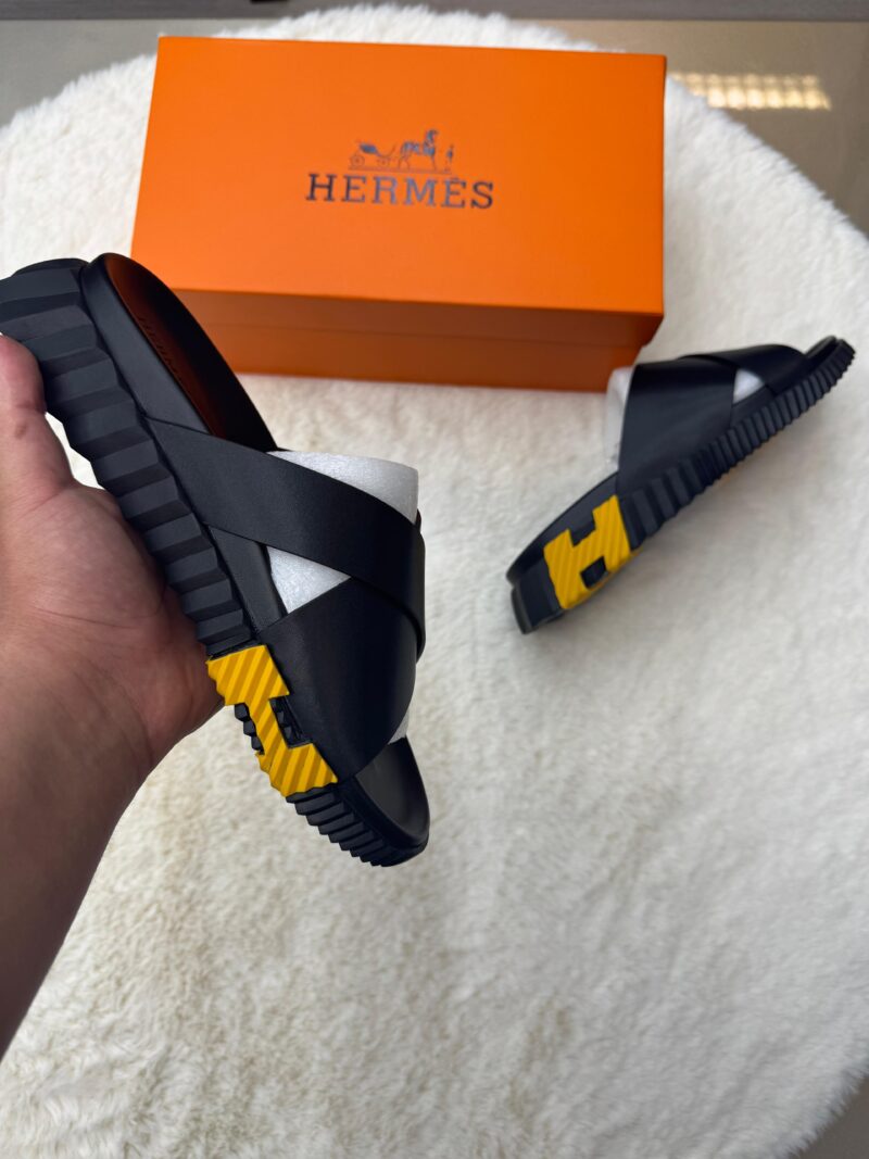 Hermes Infra Slippers Black Gele Logo - Afbeelding 3
