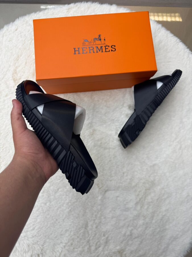 Hermes Infra Slippers Black on Black
