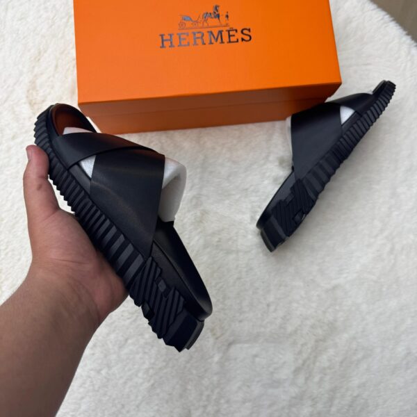 Hermes Infra Slippers Black on Black - 40