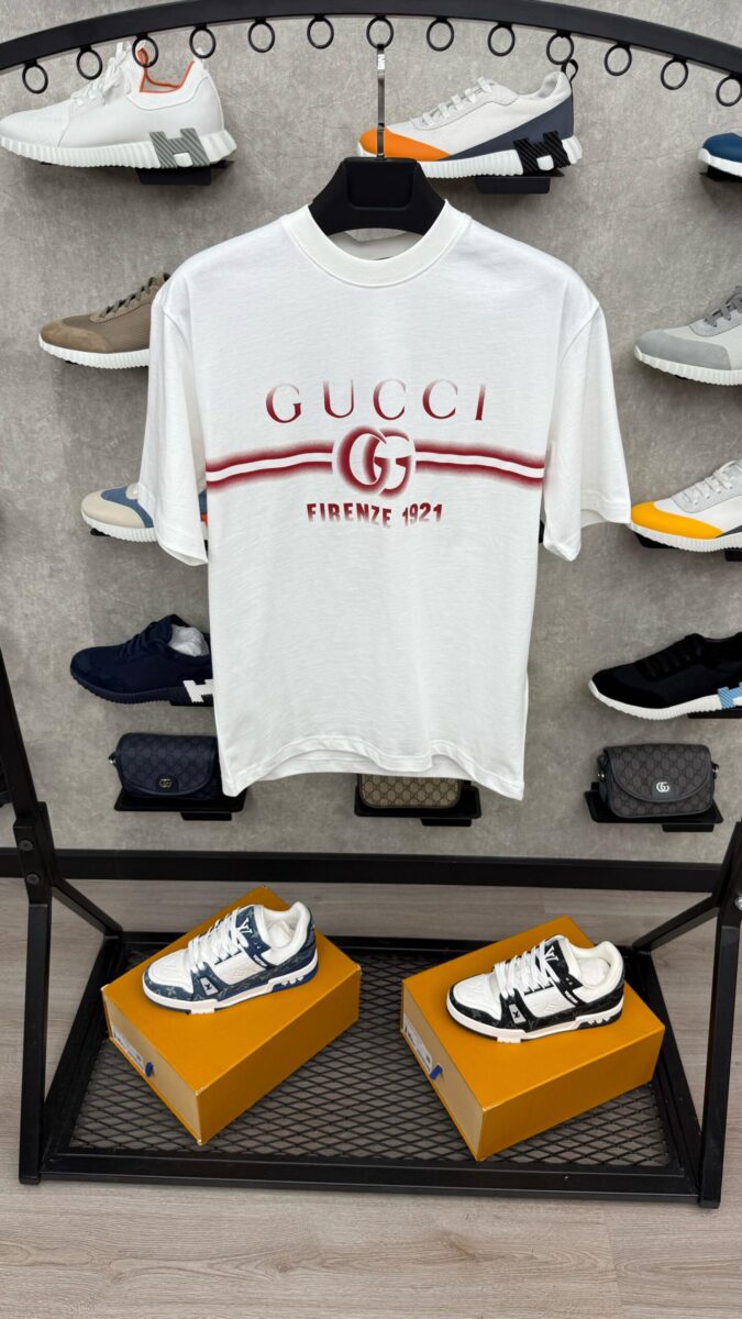 Gucci Red Text White T-Shirt