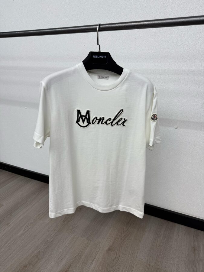 Moncler T-Shirt Wit Logo Mid - XL