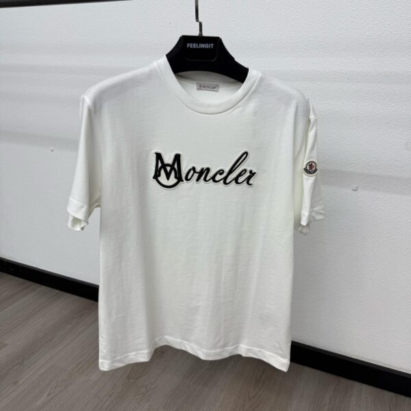 Moncler T-Shirt Wit Logo Mid - M