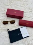 Cartier Zonnebril Panter Goude Montuur, Bruine Glazen