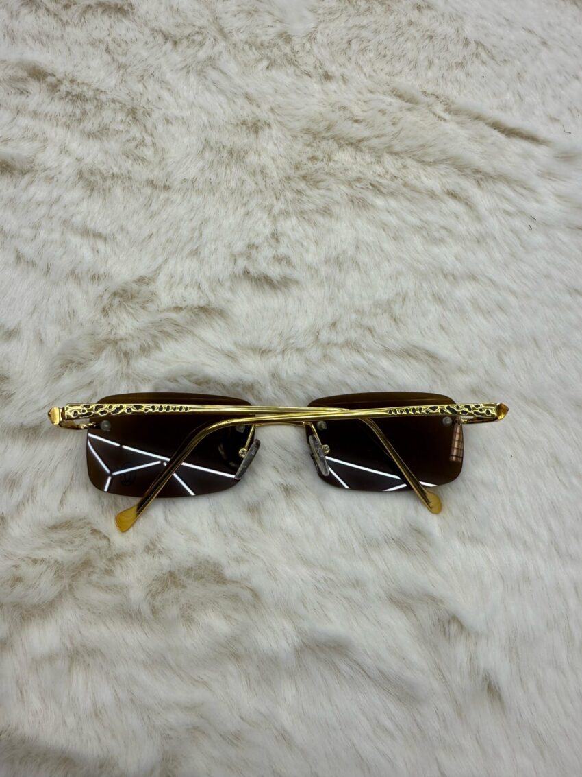 Cartier Zonnebril Panter Goude Montuur, Bruine Glazen - Afbeelding 3